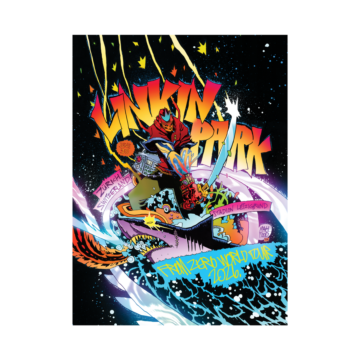 FZ 2026 Tour Zurich Poster (June 30th) - Jim Mahfood – Linkin Park